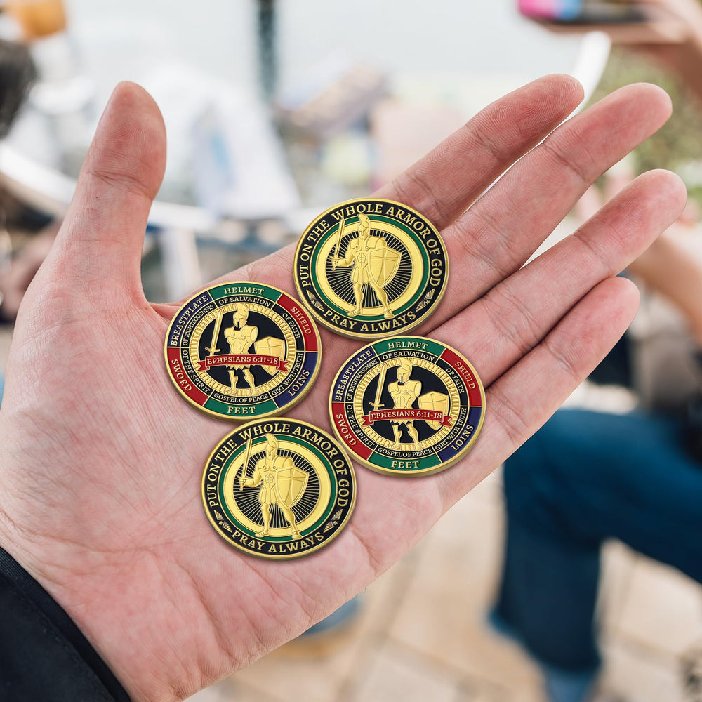 Nosiny armor coins zinc alloy durability for long-lasting religious keepsakes.