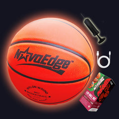 NovaEdge Glow basketball glowing during night outdoor games for visibility and fun.