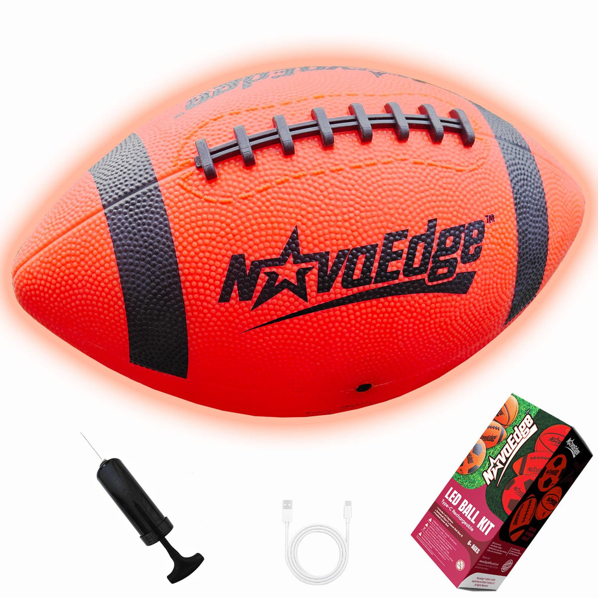 NovaEdge Glow Football glowing red during dusk play for improved visibility.