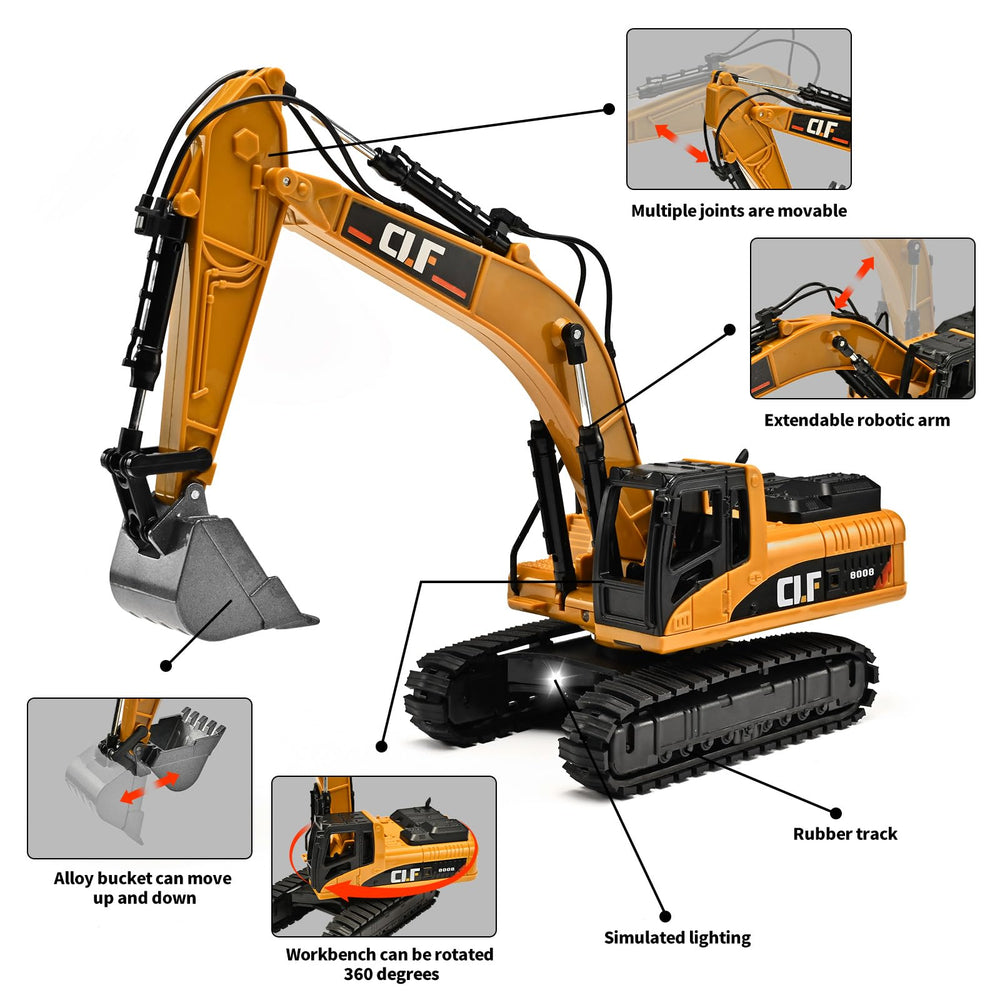 NOVAFUSION excavator toy with simulated lights for enhanced pretend work