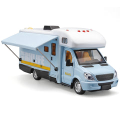 NOVAFUSION camper blue front view with lights for immersive pretend play.