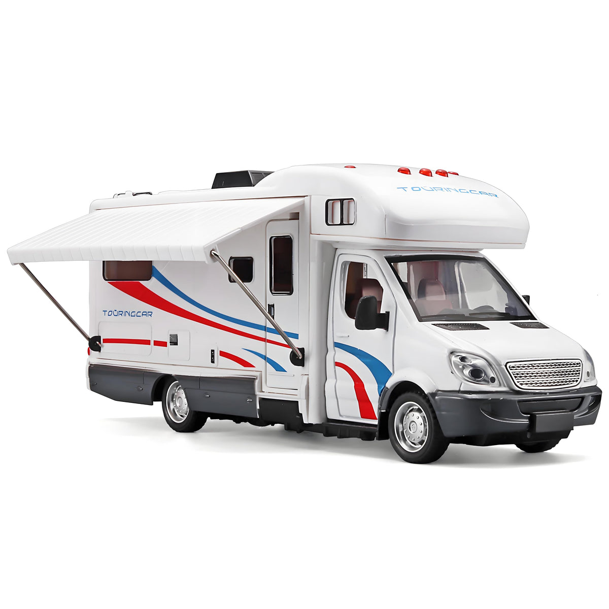 NOVAFUSION Toy Camper White exterior design highlights durable die-cast build for lasting play.