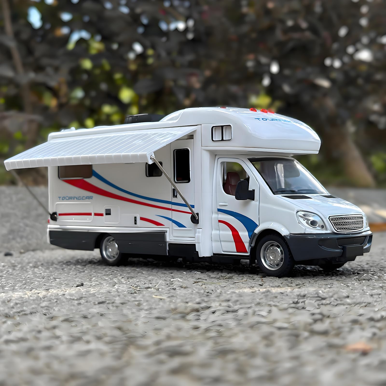 NOVAFUSION Toy Camper White opening doors and retractable awning for realism.