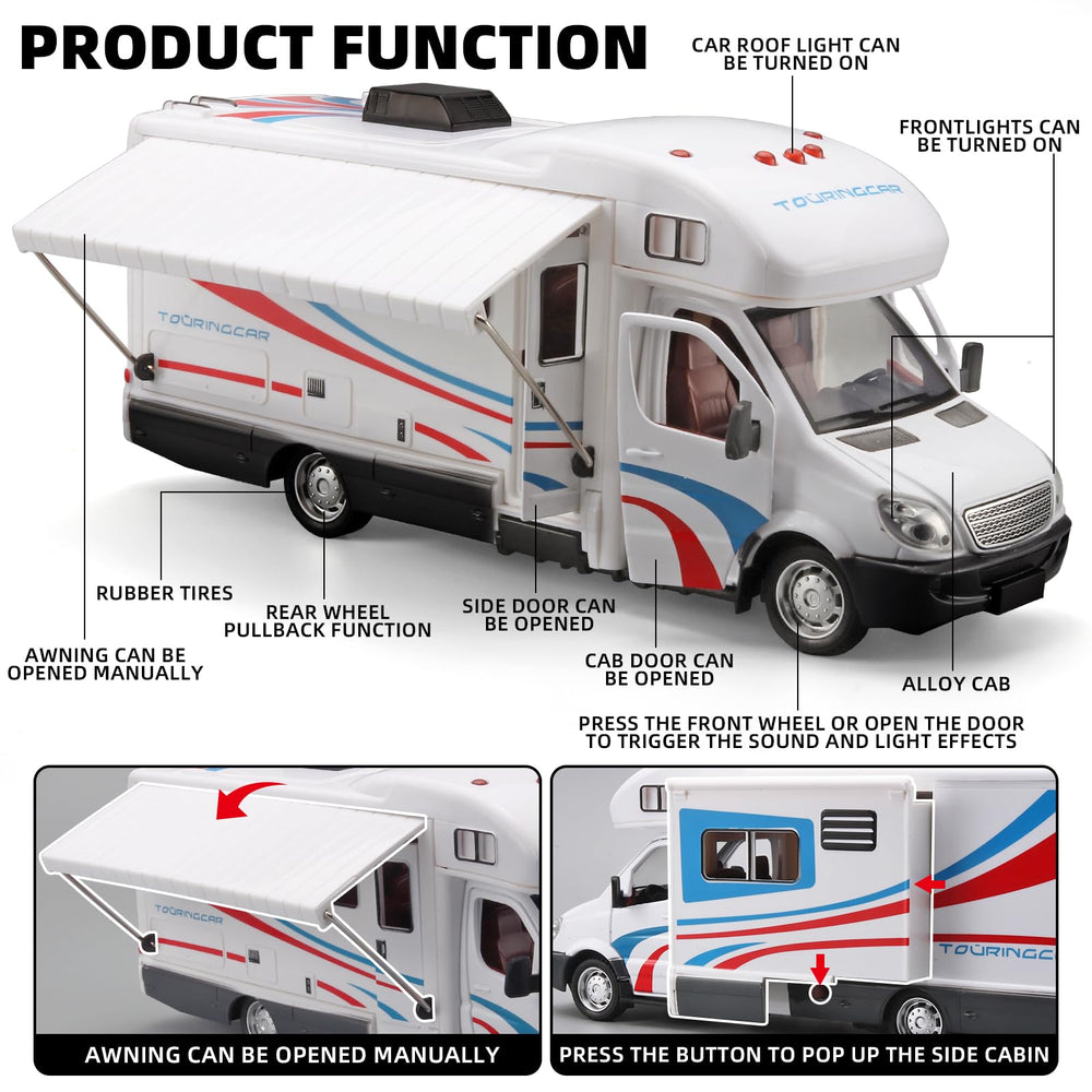 NOVAFUSION Toy Camper White pull-back function delivers quick, exciting motion.