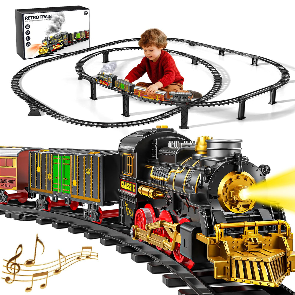 Novaluki Christmas Train Set with 2-layer track for imaginative indoor play