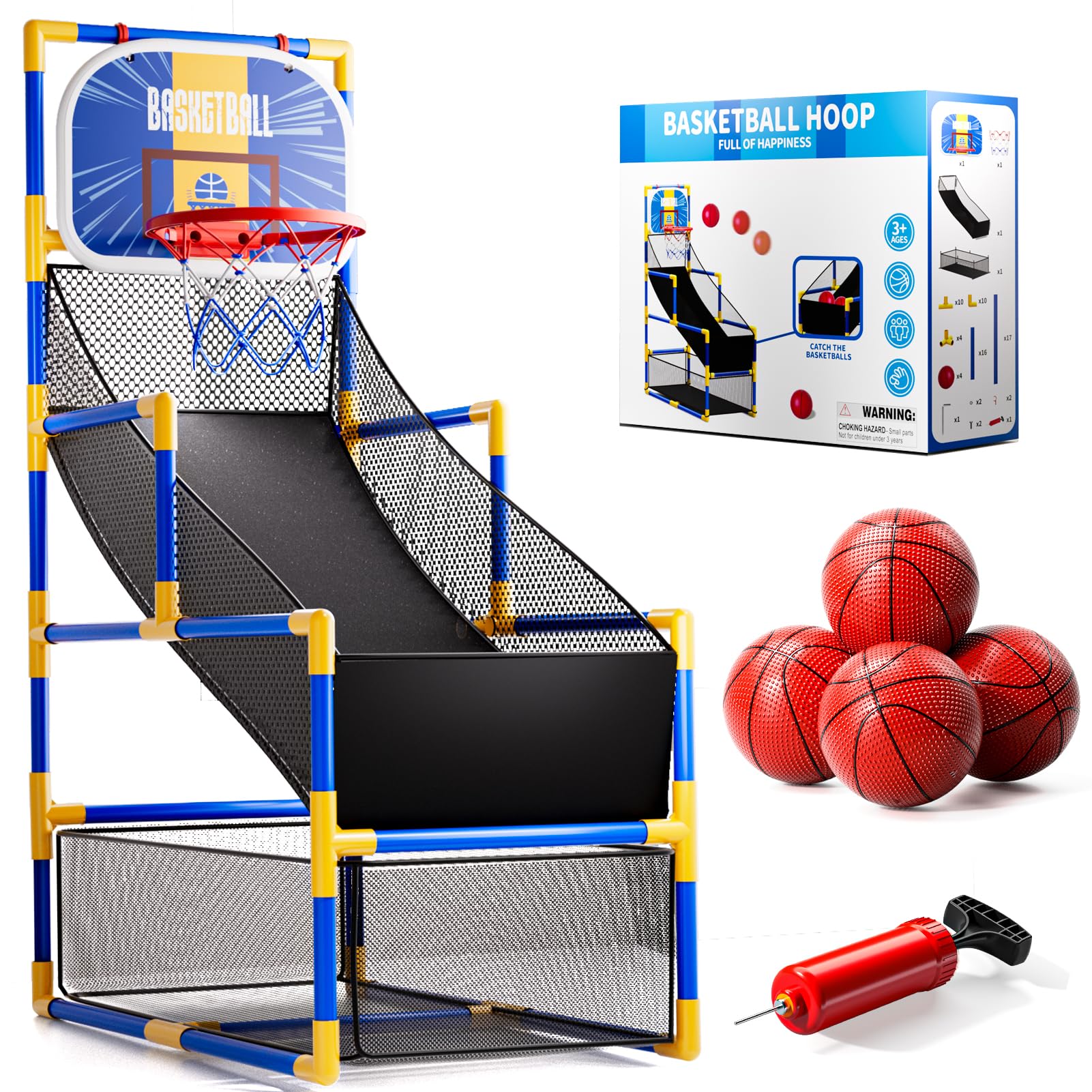 Novaluki arcade basketball hoop with board for indoor family play