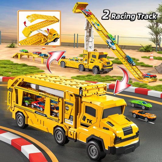 Novaluki die-cast cars ready to race on the bright track.