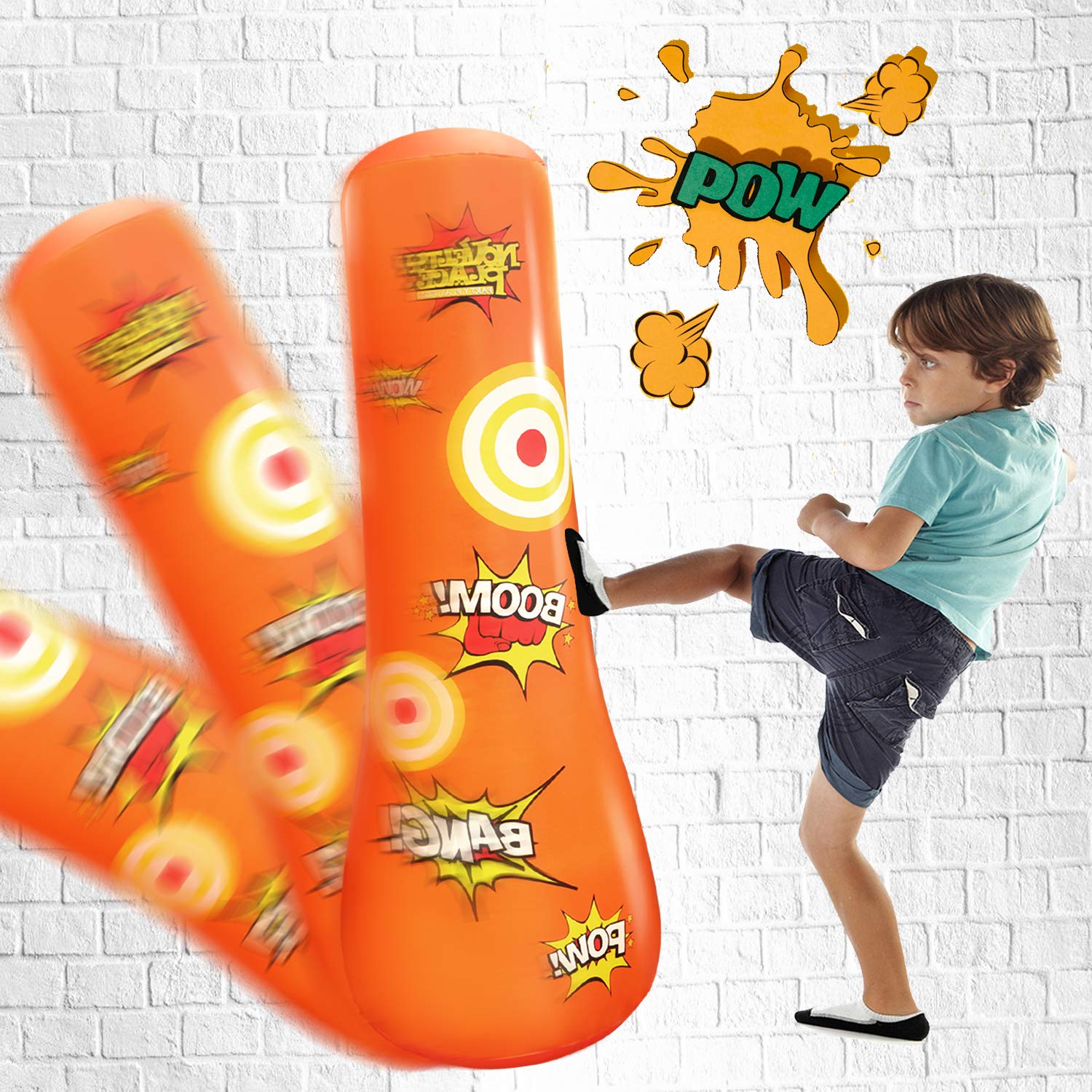 Free-standing punch bag stands tall for indoor workouts.
