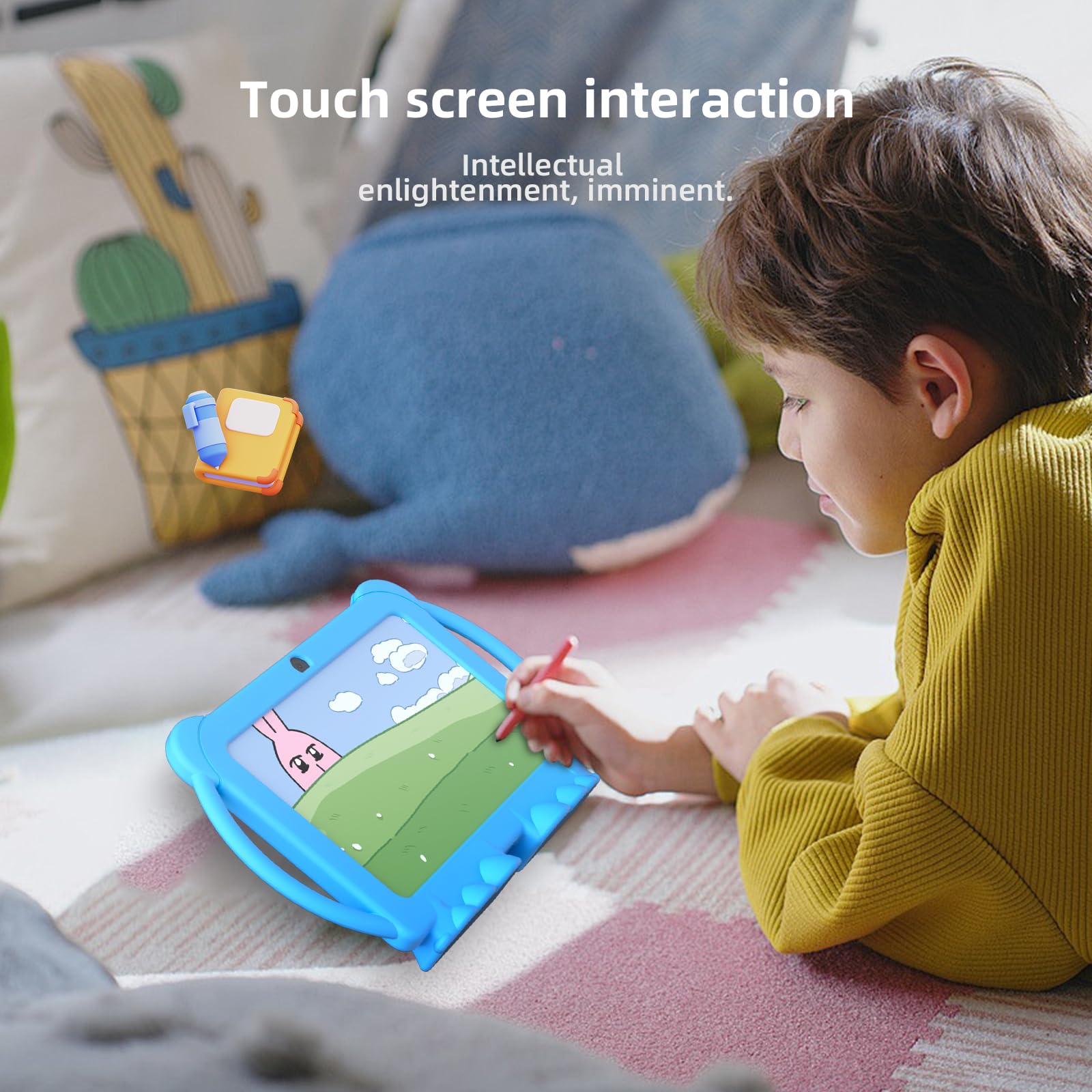 NOVOJOY silicone case protects the tablet while kids handle it confidently.