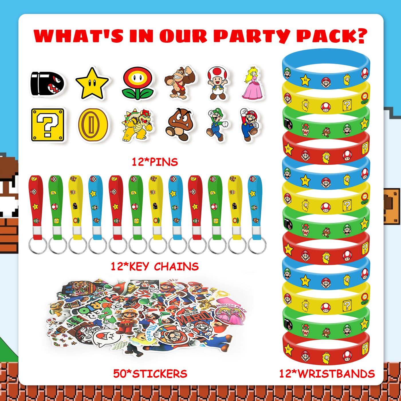 Novovida Mario themed gift items variety ideal for exciting favors.
