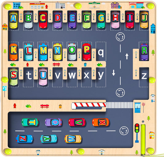 NOWRICH magnetic alphabet maze board promotes letter recognition through hands-on play.