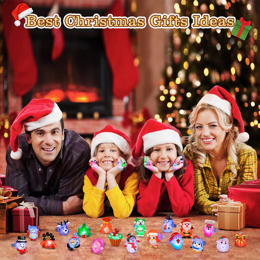 NPET Christmas LED rings showcase Santa, trees and snow patterns for festive fun