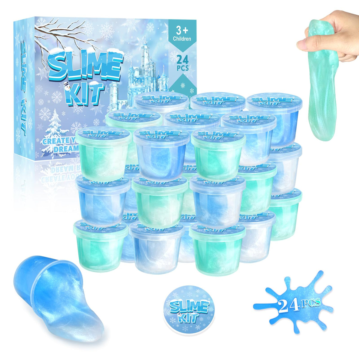 NPNE frozen slime ice cups in a colorful box for winter play and gifting.