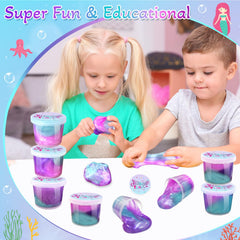 NPNE mermaid slime teal mini cups—vibrant color mix sparks creativity and hands-on learning.