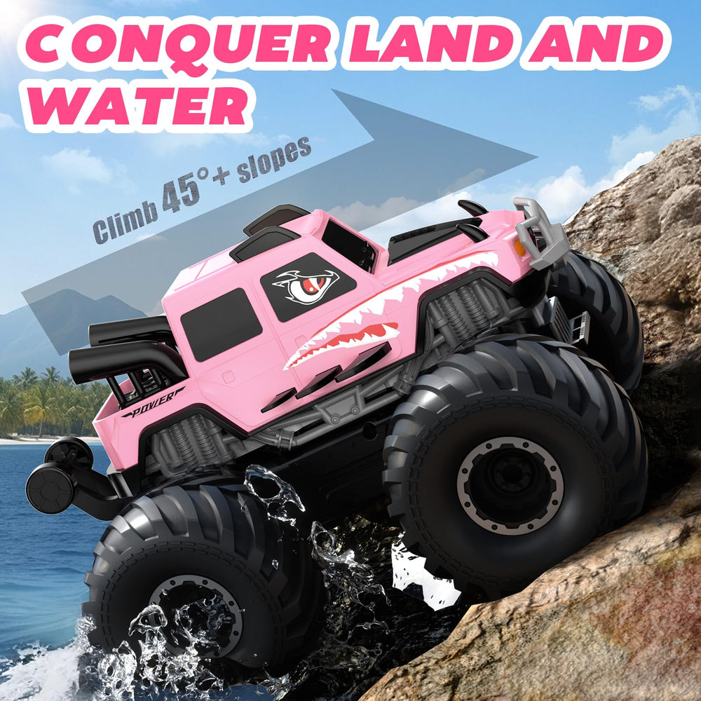 NQD amphibious RC car handles pools and beaches with stable grip
