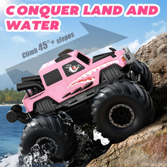 NQD amphibious RC car handles pools and beaches with stable grip