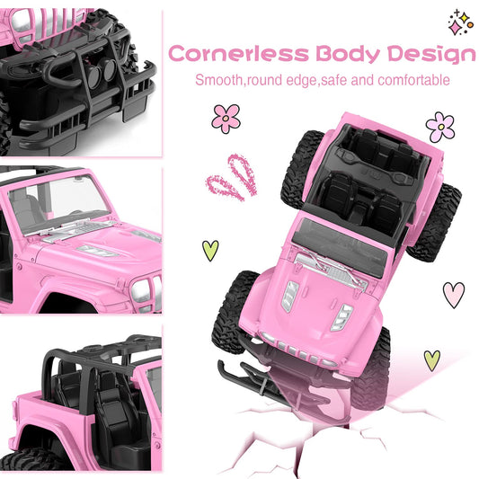 NQD pink RC car remote controller shown for easy handling.