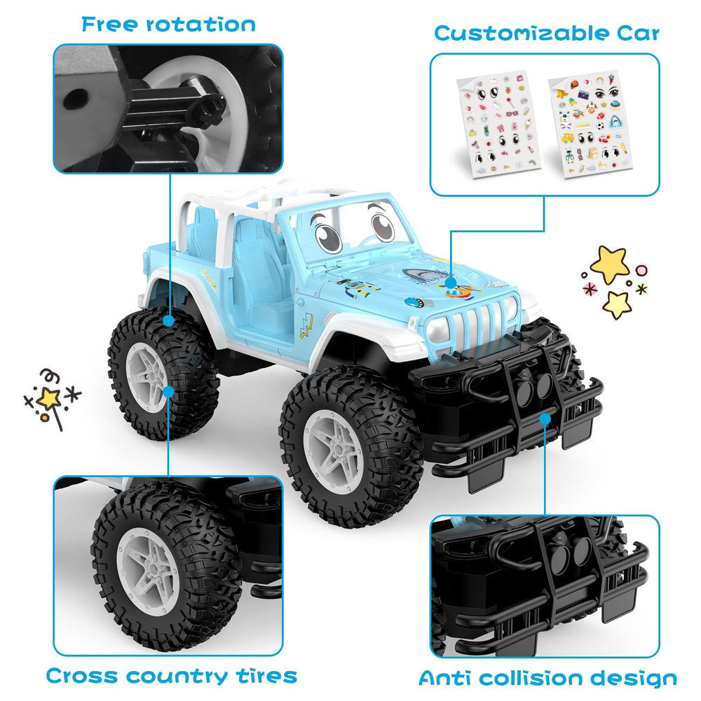 NQD remote-control car with DIY sticker pack for personalization