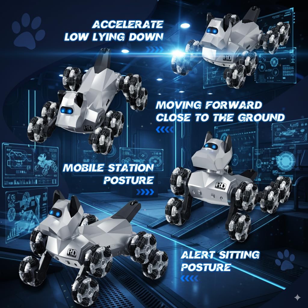 NQD Robot Dog Toy climbs up to 75 degrees on stairs and uneven terrain