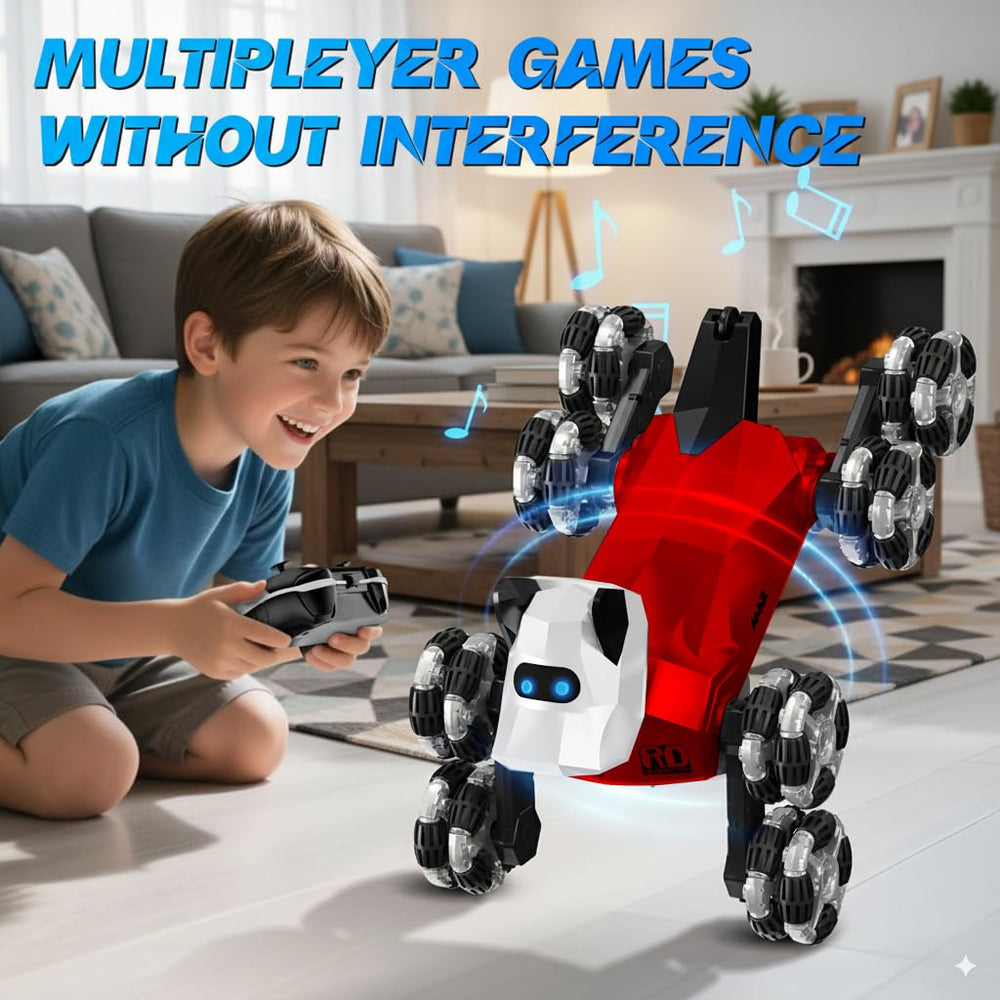 NQD robot dog toy offers built-in sounds and music for storytelling.