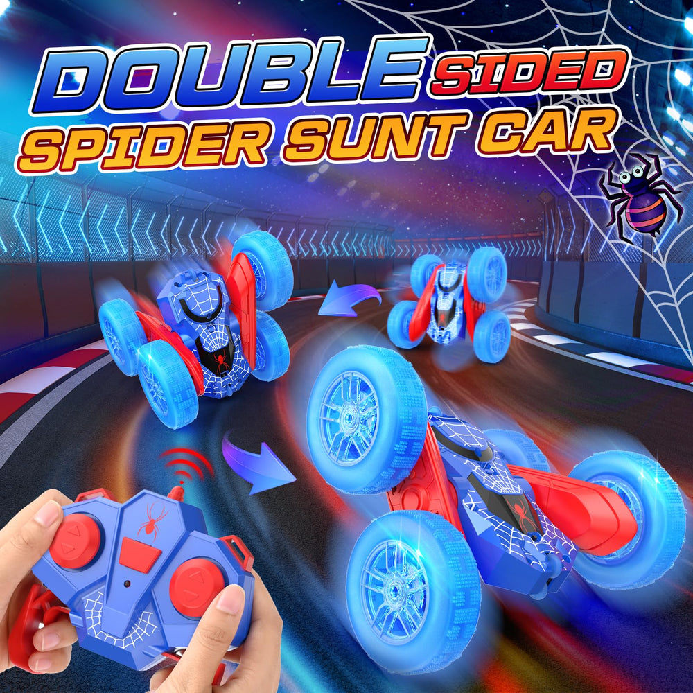 NQD Spider RC car with LED light wheels glows during rides.