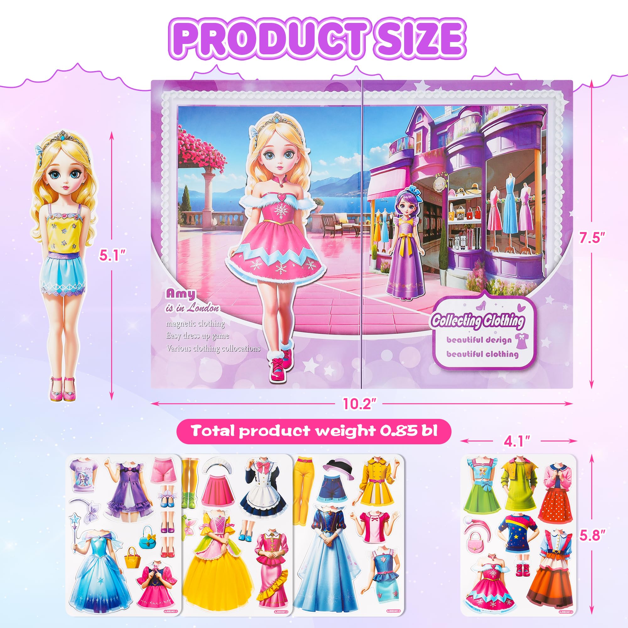 Nsuebck magnetic dress up dolls sticker sheets enable endless outfit combinations.