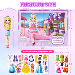 Nsuebck magnetic dress up dolls sticker sheets enable endless outfit combinations.