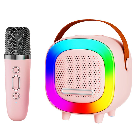 NTEEWAHY mini karaoke machine front view highlights compact portable design for home use.