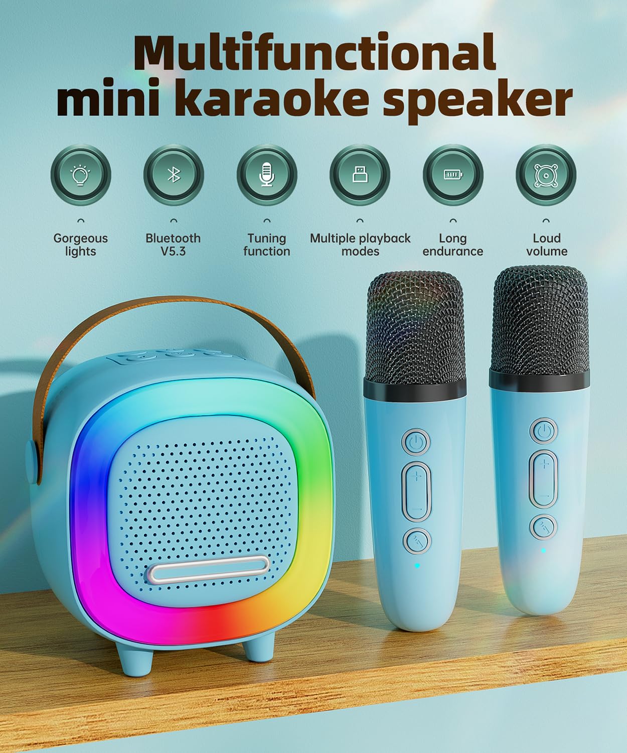 NTEEWAHY karaoke machine side panel showing control knobs for versatile use.
