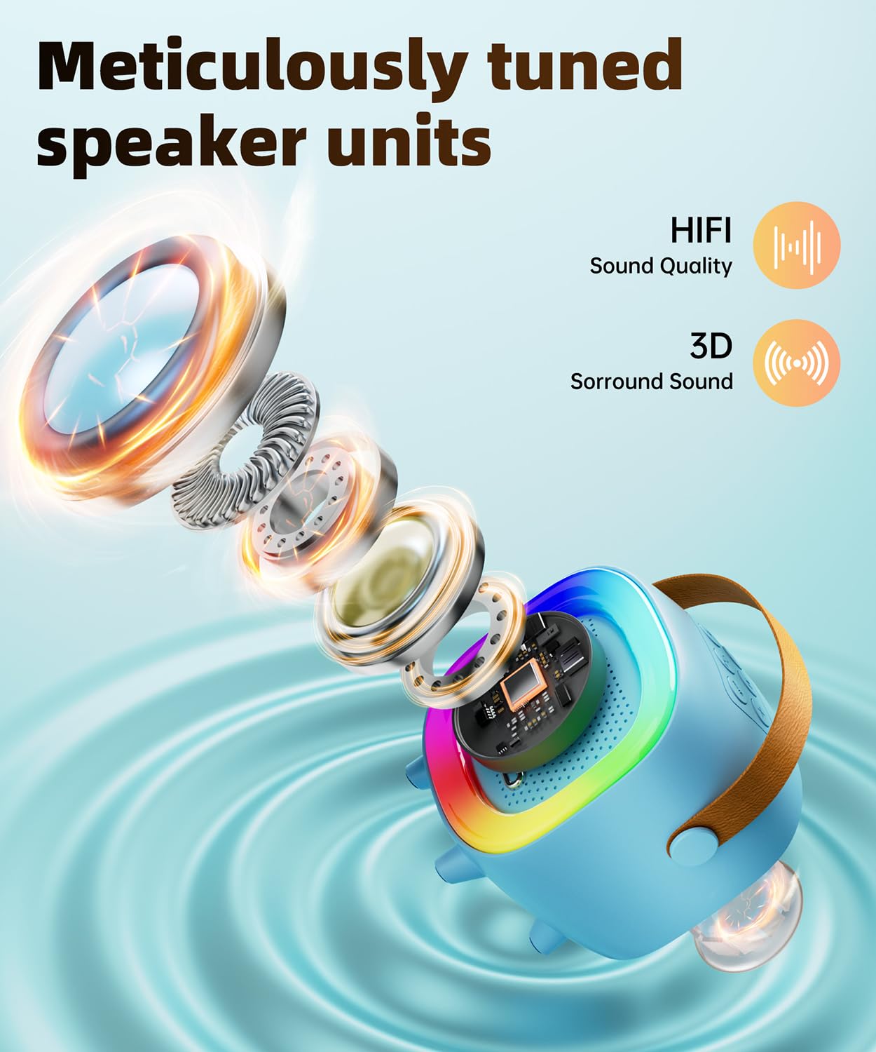 NTEEWAHY wireless microphone included for dynamic singing and family fun.
