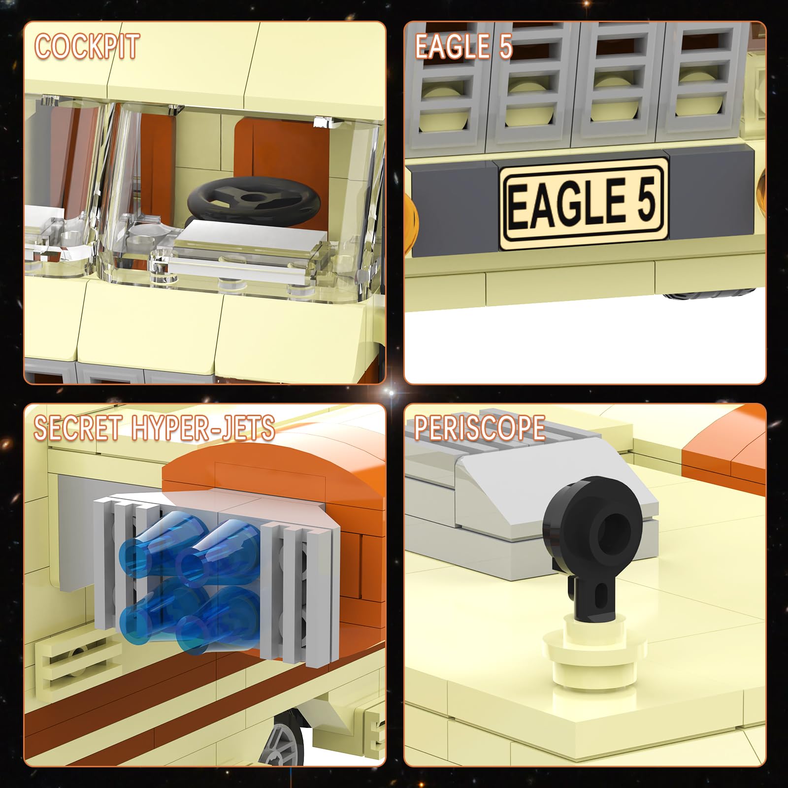 Nubee Spaceballs Eagle 5 periscope roof detail for authentic display.