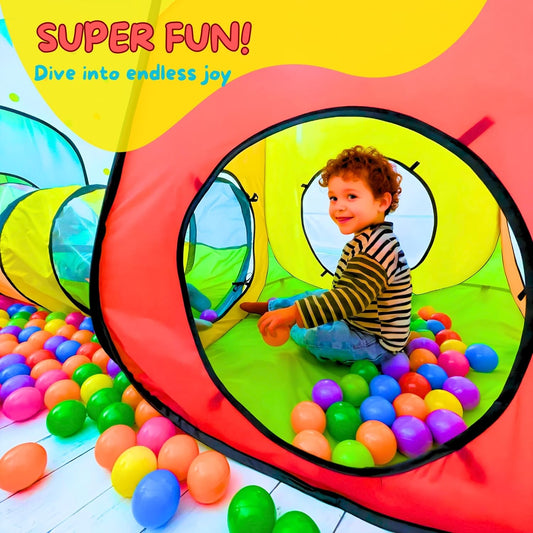 NUBUNI 4-in-1 play tent ball pit cube inspires imaginative cooperative play.