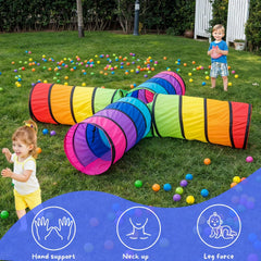 NUBUNI colorful pop-up play tunnel, bright design encourages crawl-through adventures