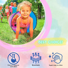 NUBUNI Kids Play Tunnel Pink: folded flat for easy storage and travel.