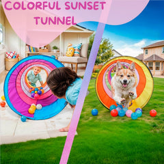 NUBUNI Kids Play Tunnel Pink: peekaboo-friendly design for social play.