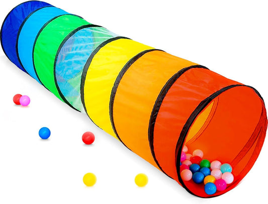 NUBUNI rainbow play tunnel closed creates a colorful, safe indoor play space for toddlers.