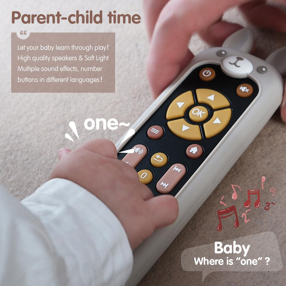 Nueplay remote toy is safe and durable for baby exploration.