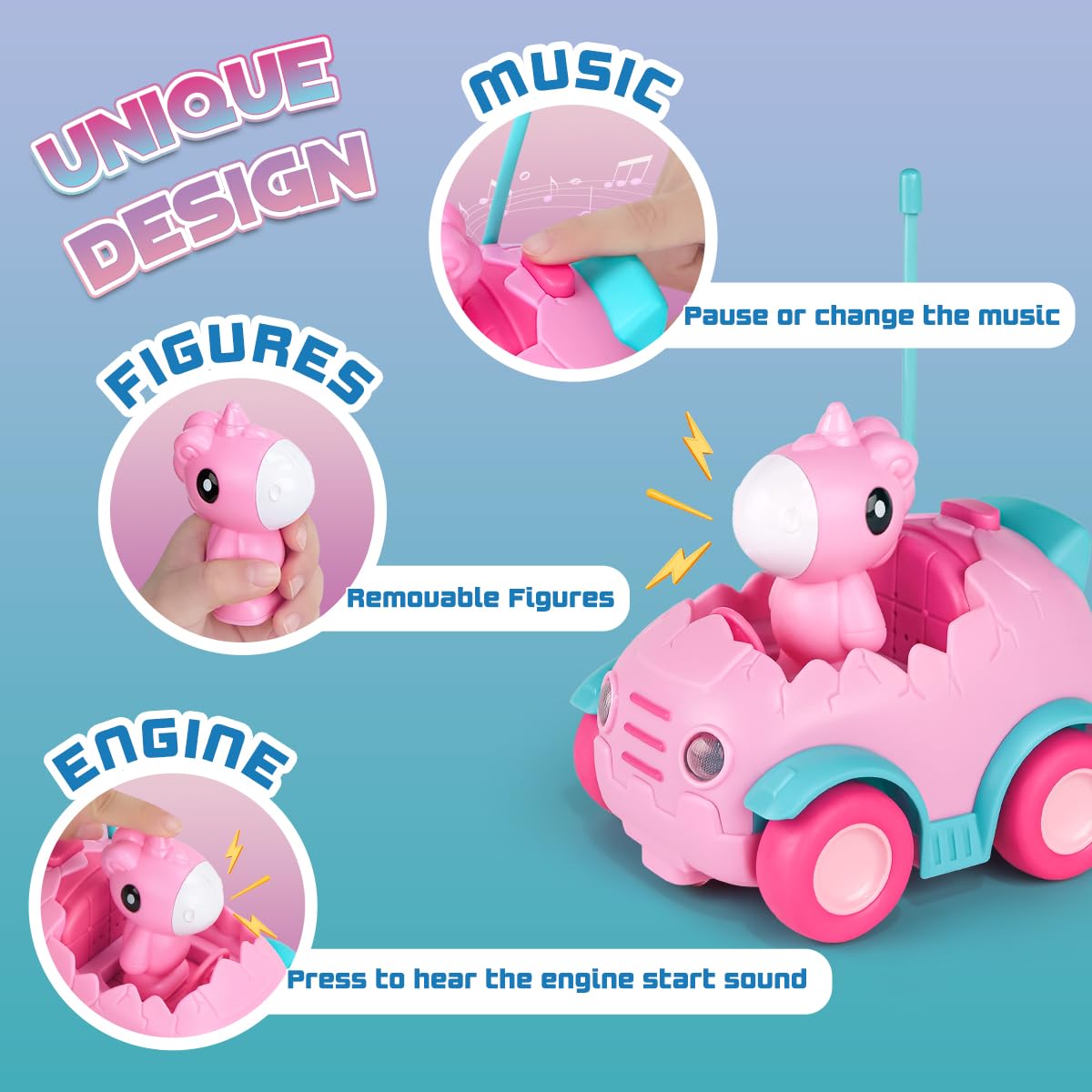 Nueplay remote car displaying bright lights and colorful design