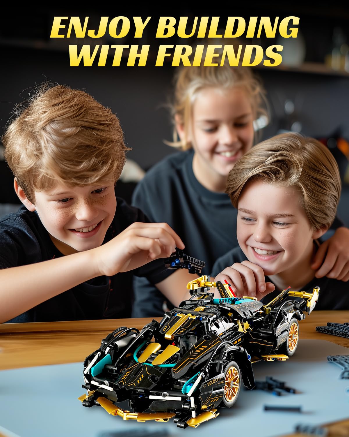 Nueris 1:14 V12 Technic pull-back action invites quick racing fun.