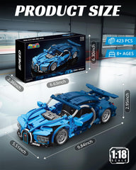 Nueris 1:18 blue sports car decals detail highlights authentic racing aesthetics.