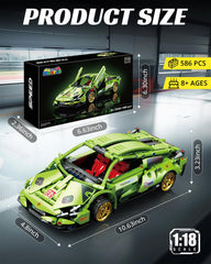 Nueris 1:18 Technic green side view highlights sleek lines for display.