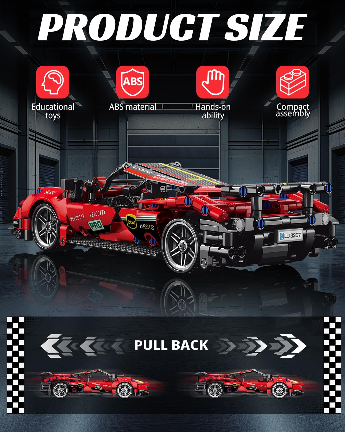 Nueris red 1:18 Technic car rear wing and aero details