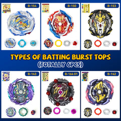 Six burst tops included for intense, color-rich battles and quick re-entries.