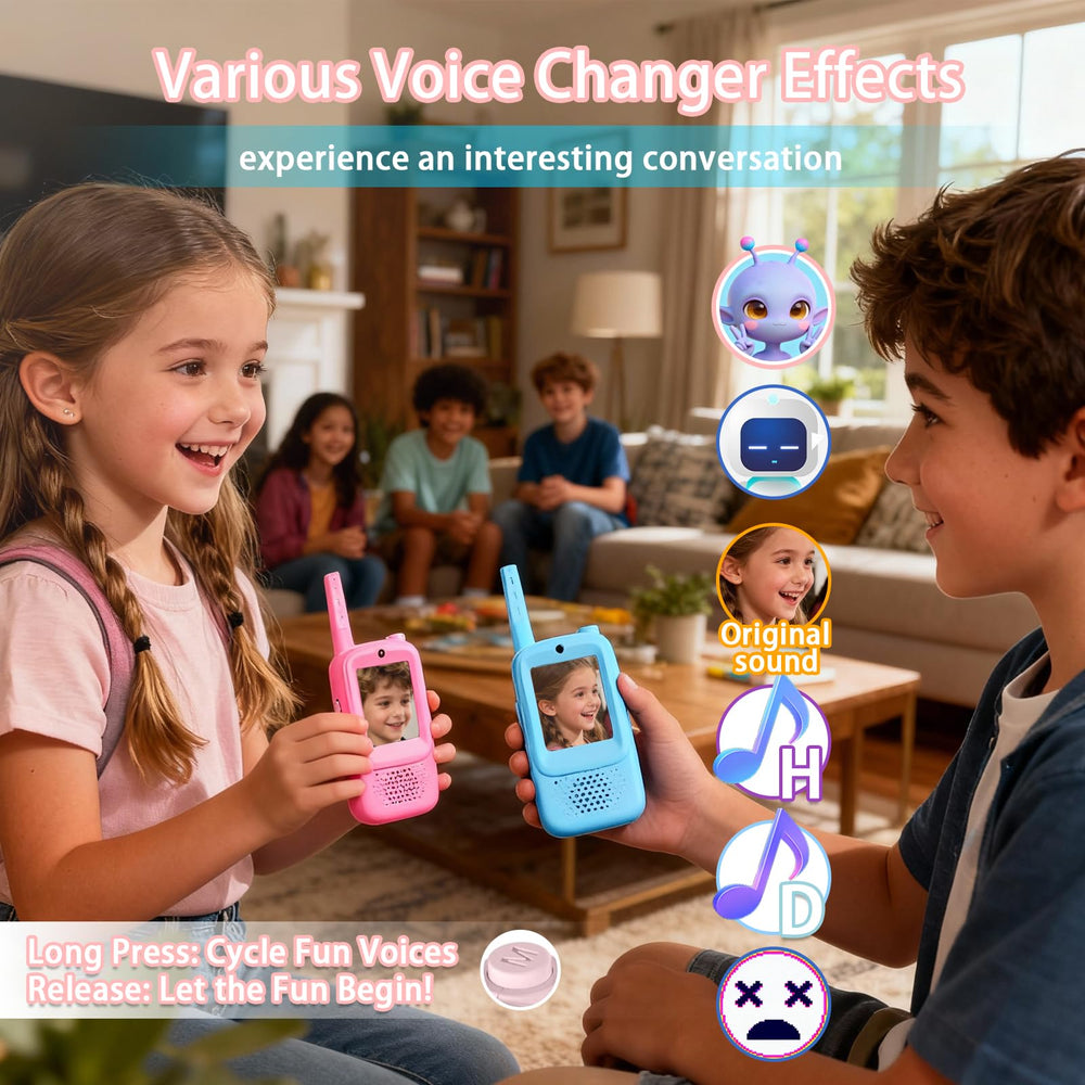 NUFR video walkie talkie screen closeup shows clear display for kids.