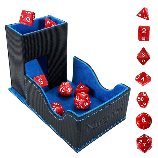 Nugnurt dice-tower-foldable-structure with integrated tray for tidy, controlled rolls on any table.