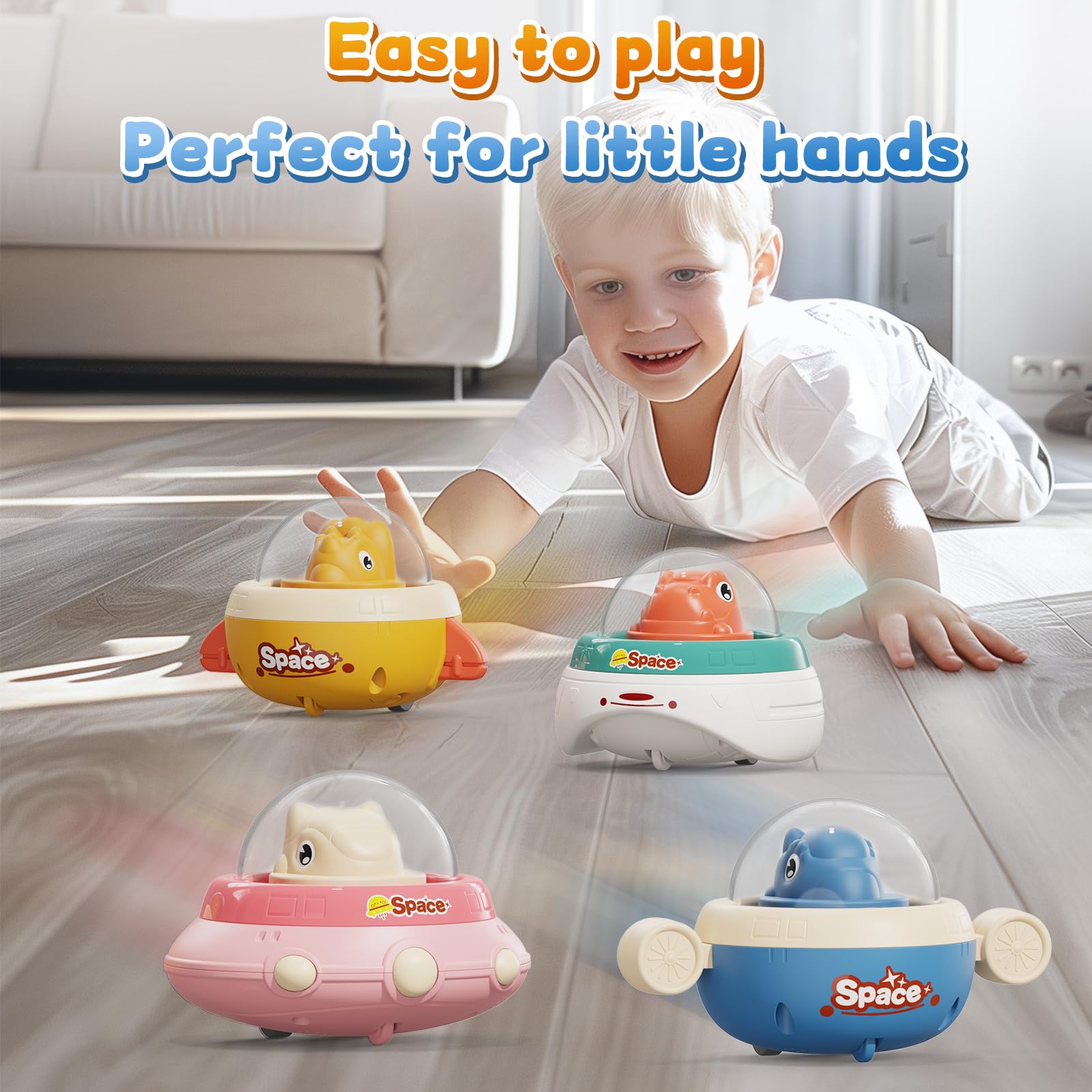 NUMBERFUN Press-and-go dinosaur toy car offers battery-free action