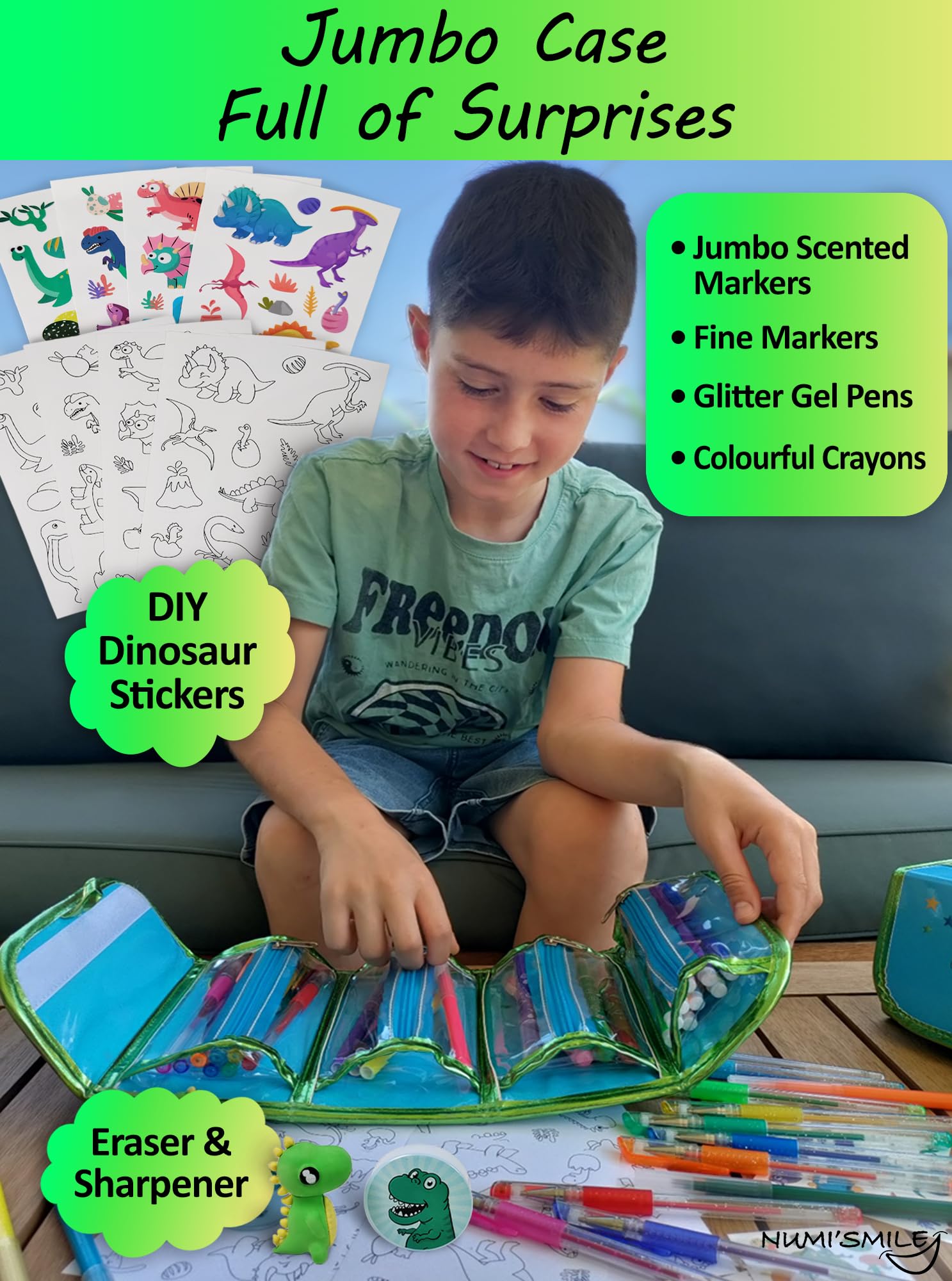 NUMI'SMILE washable markers ensure easy cleanup after creative play.