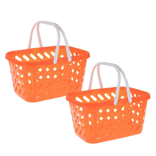 NUOBESTY mini shopping basket with orange handle for easy pretend shopping.