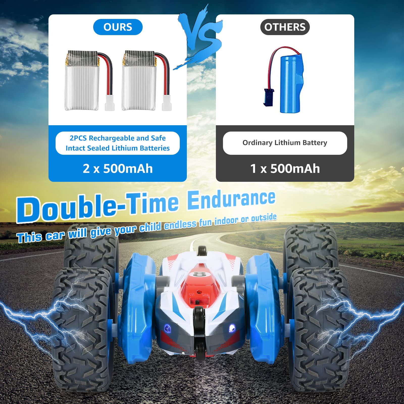 NUOKE 4WD RC car conquers indoor and outdoor terrains with strong motors.