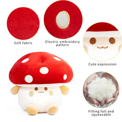Nuokin Mushroom Plush 12inch fabric texture, durable and washable playmate